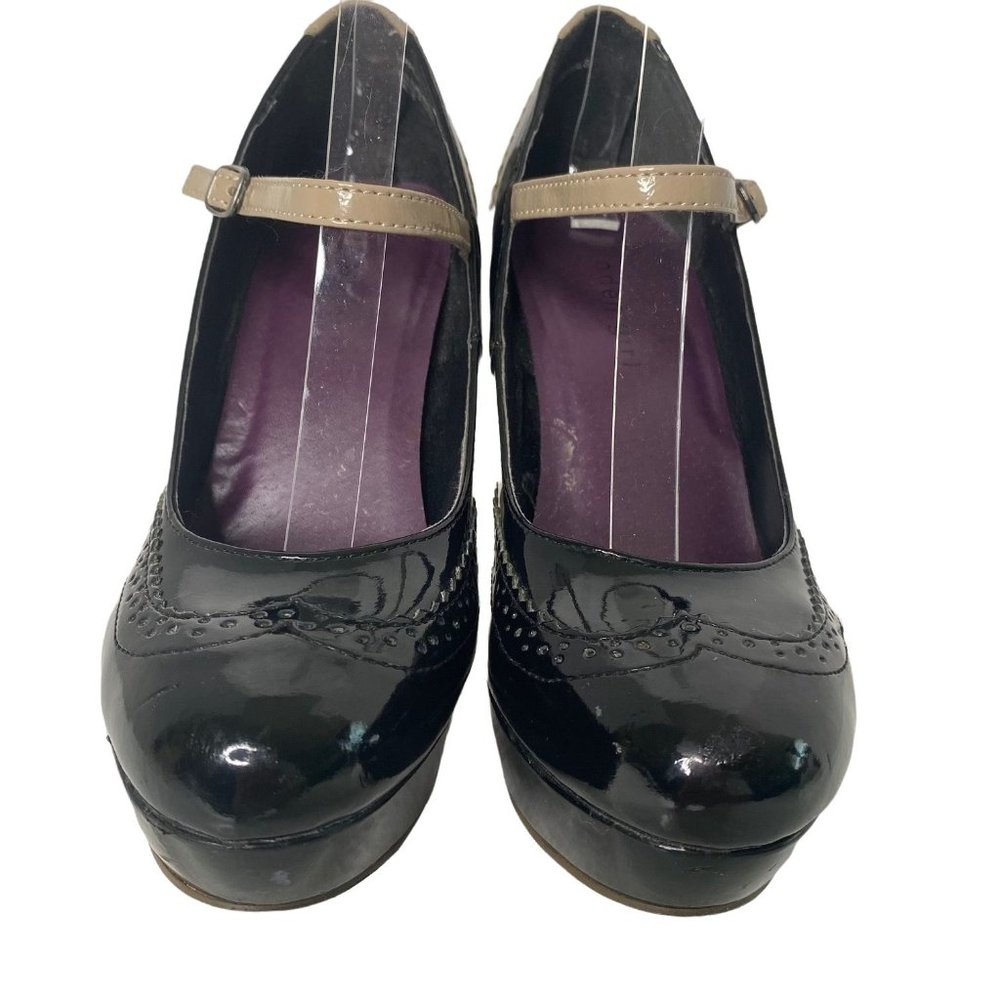 MADDEN GIRL CHAPELLE OXFORD PLATFORM HEELS TWO TONED BLACK/TAN SIZE 7 USED WITH